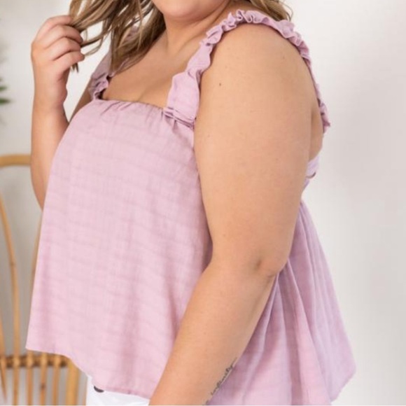 Pink Lily Nothings Impossible Ruffle Straps Berry Tank 2XL - Picture 2 of 14